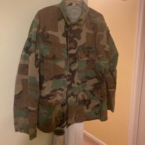 US Military Woodland Camouflage Hot Weather Combat Coat Shirt Mens Medium Short